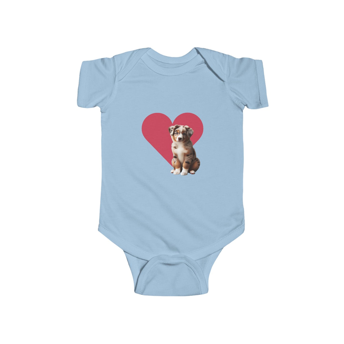 Infant Fine Jersey Bodysuit heart and puppy aussie