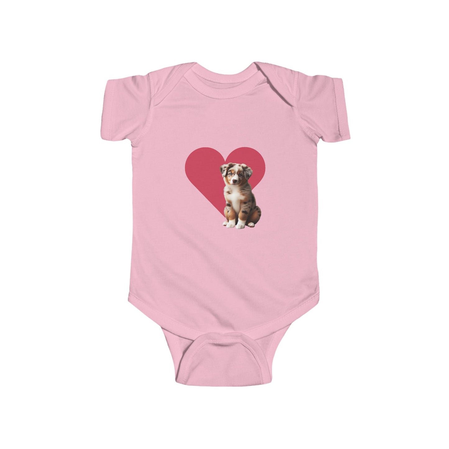 Infant Fine Jersey Bodysuit heart and puppy aussie