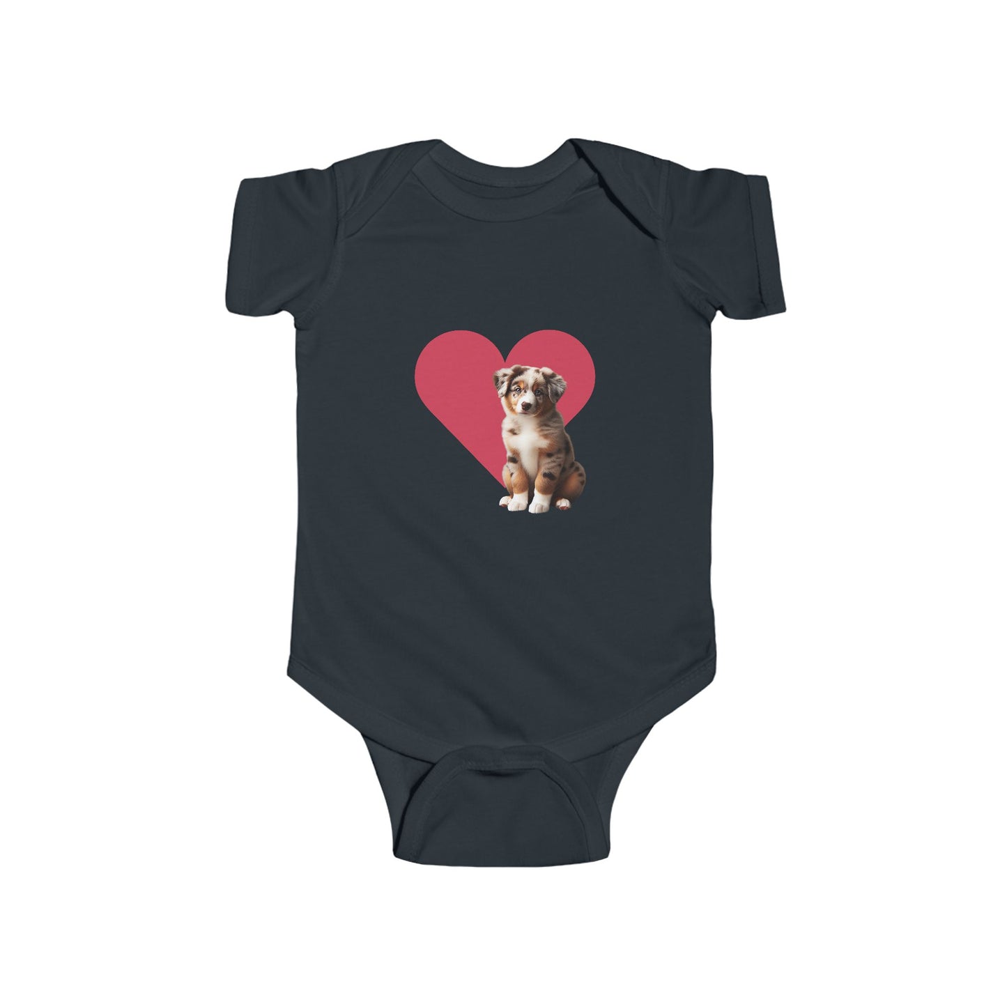 Infant Fine Jersey Bodysuit heart and puppy aussie