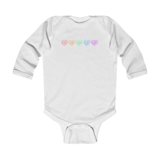 Infant Long Sleeve Bodysuit valentines hearts girls onesie