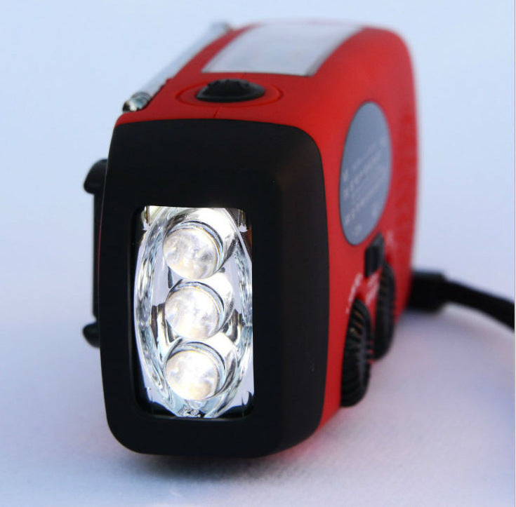 Outdoor- Solar hand crank USB charging radio flashlight