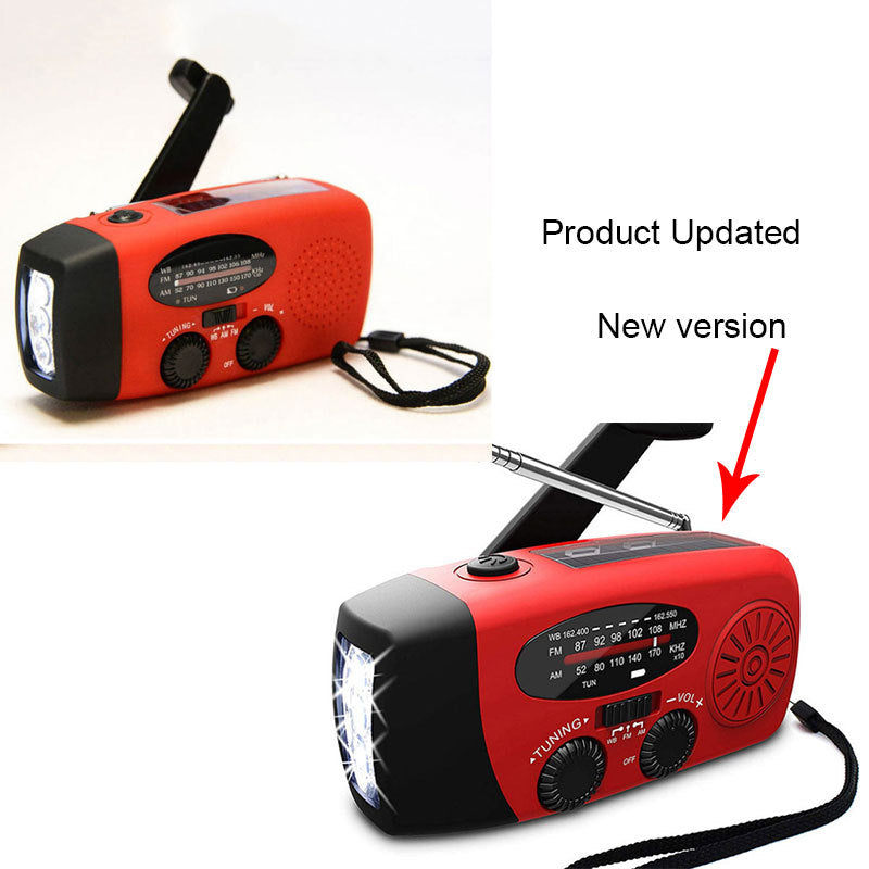 Outdoor- Solar hand crank USB charging radio flashlight