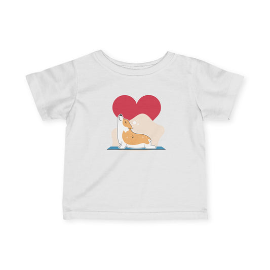 Infant Fine Jersey Tee Heart corgi yoga