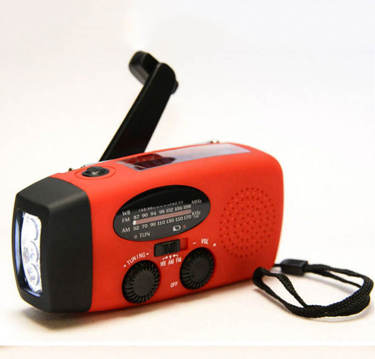 Outdoor- Solar hand crank USB charging radio flashlight
