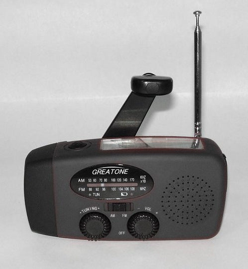 Outdoor- Solar hand crank USB charging radio flashlight