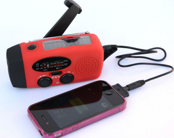 Outdoor- Solar hand crank USB charging radio flashlight