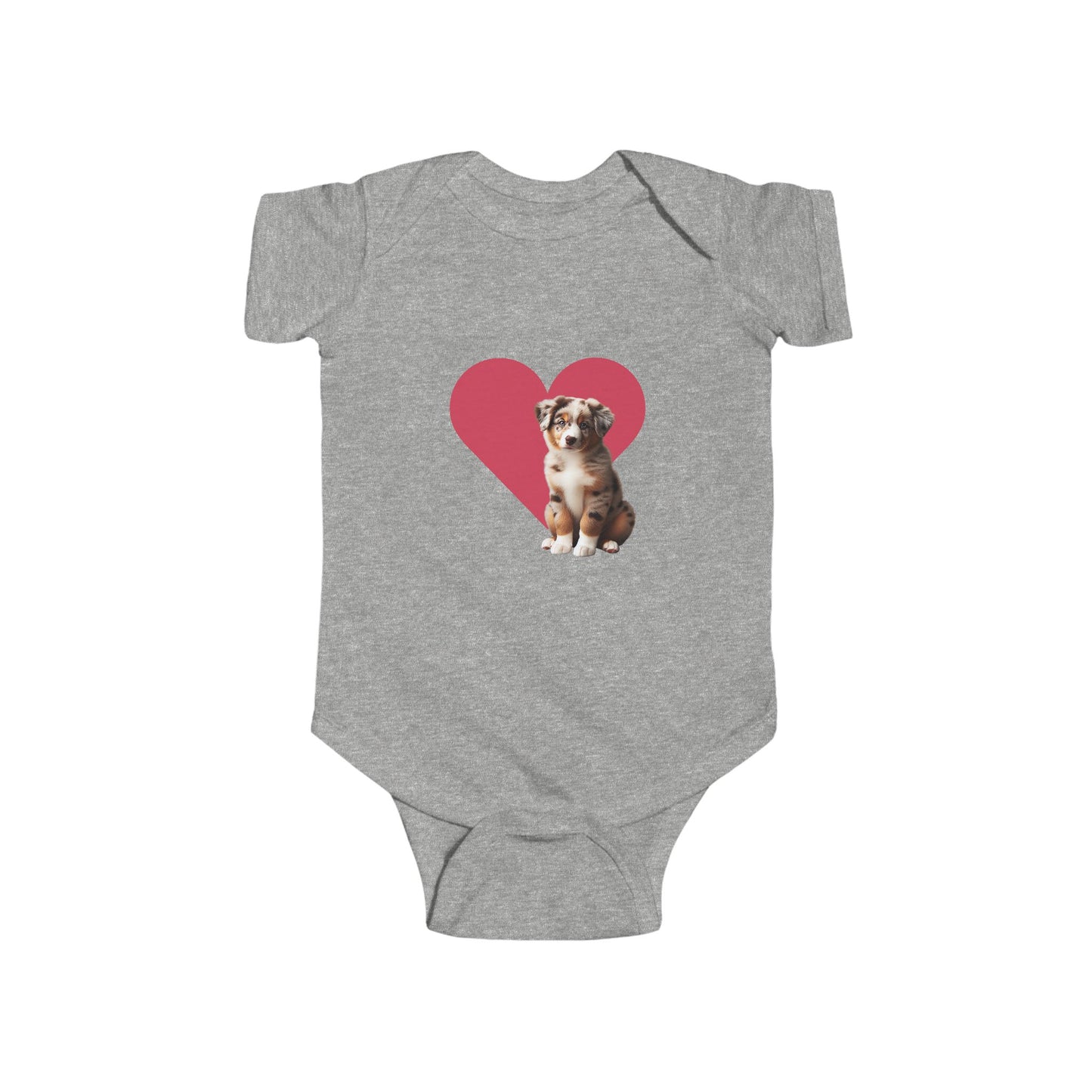Infant Fine Jersey Bodysuit heart and puppy aussie