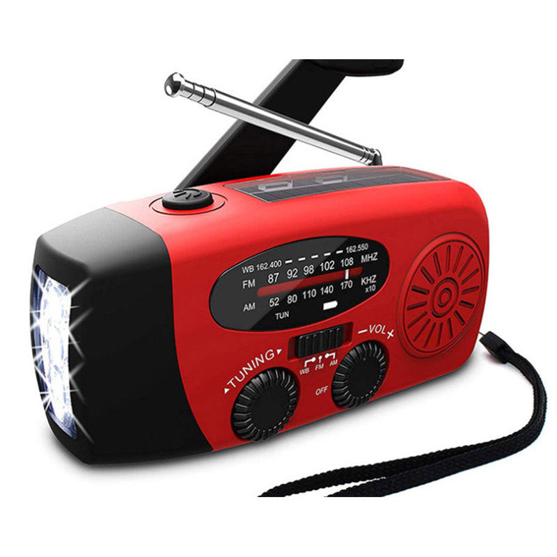 Outdoor- Solar hand crank USB charging radio flashlight