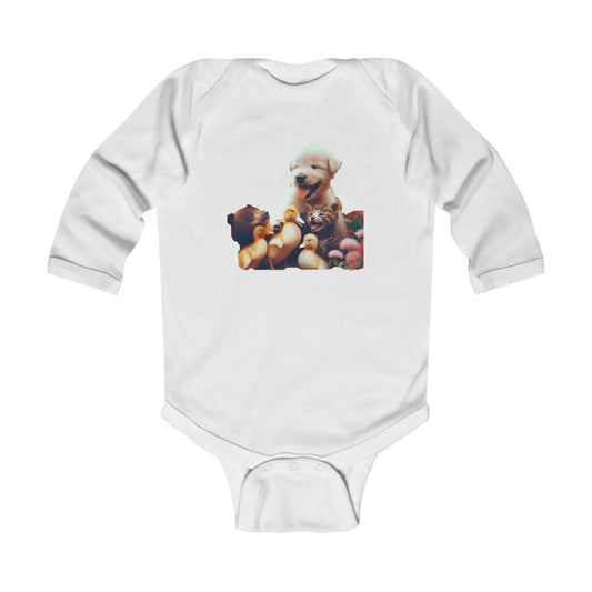 Infant Long Sleeve Bodysuit baby animals