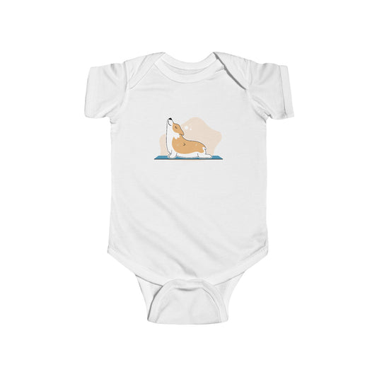 Infant Fine Jersey Bodysuit Corgi Yoga