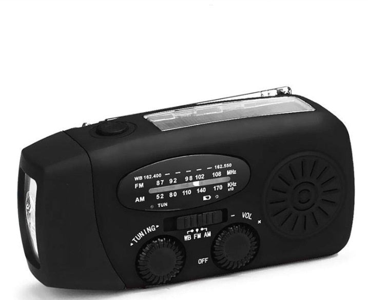 Outdoor- Solar hand crank USB charging radio flashlight