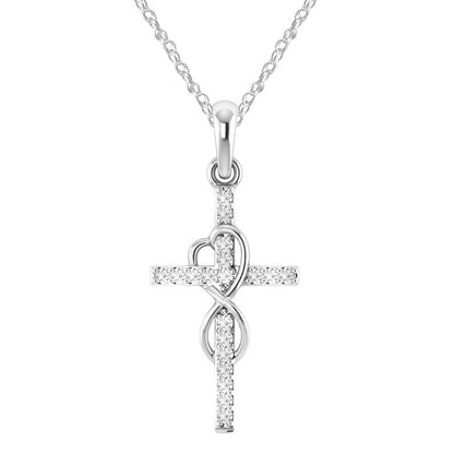 Alloy Pendant With Diamond And Eight-character Cross Necklace